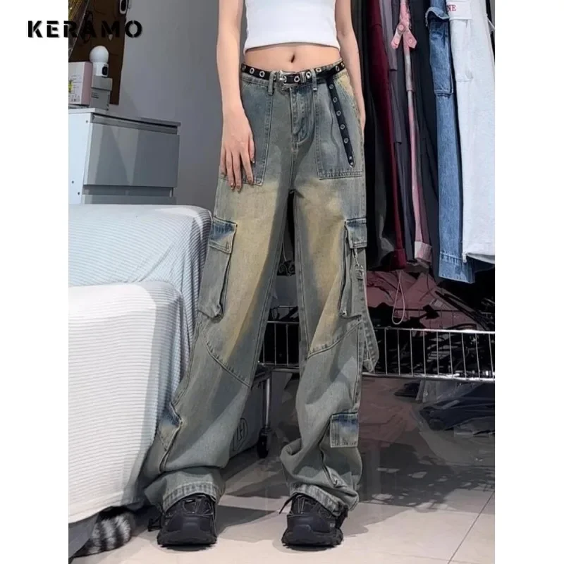 2023 Winter Harajuku Vintage Hoge Taille Losse Jeans Broek Y 2K Wijde Pijpen Baggy Casual Stijl Denim Broek