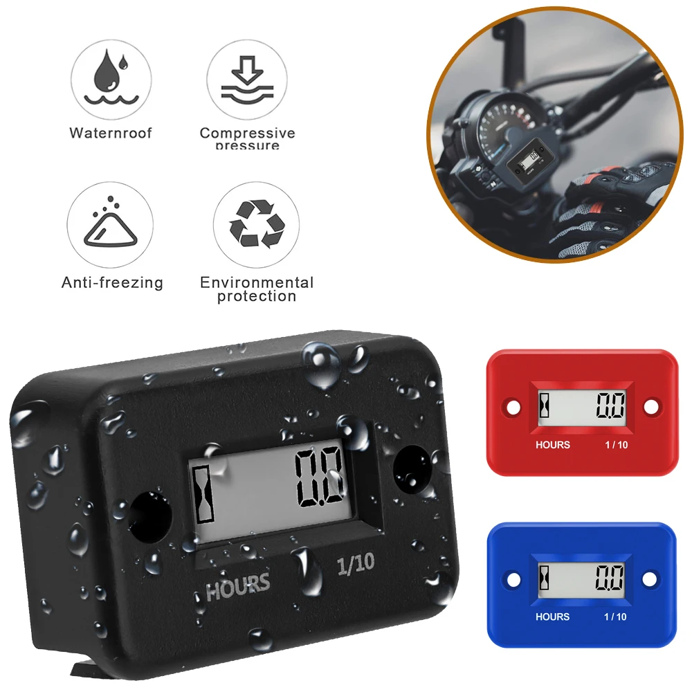 Portable Digital Inductive Tach Hour Meter Gauge for Car Boat ATV Motorcycle Instruments Snowmobile Gasoline Ski Dirt Gas Engine