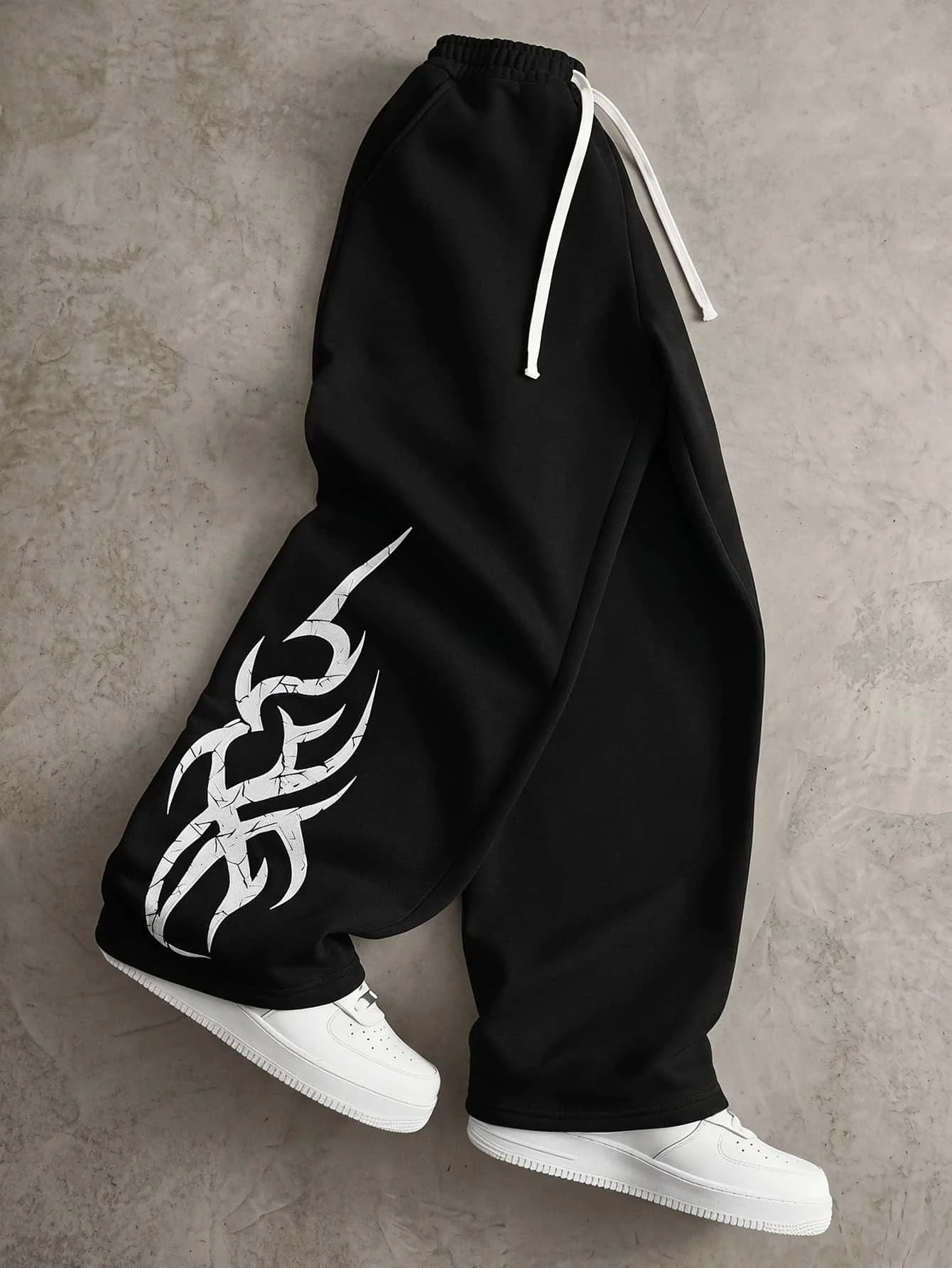 Men's Y2K Dark Style Wide Leg Pants Gothic Thorn Abstract Totem Printed Pants American Hip Hop Street Casual Sports Pants