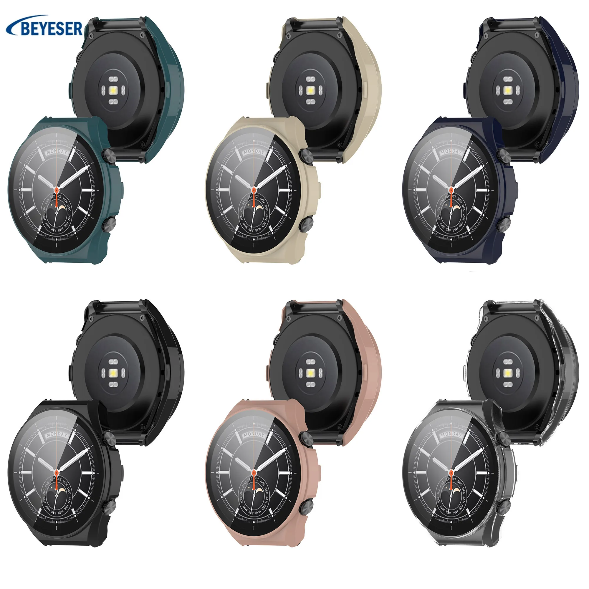 

Screen Protector For Xiaomi Watch S1 Full Coverage Tempered Film Smart Watch PC Integrated Protective One-piece Shell Frame Case