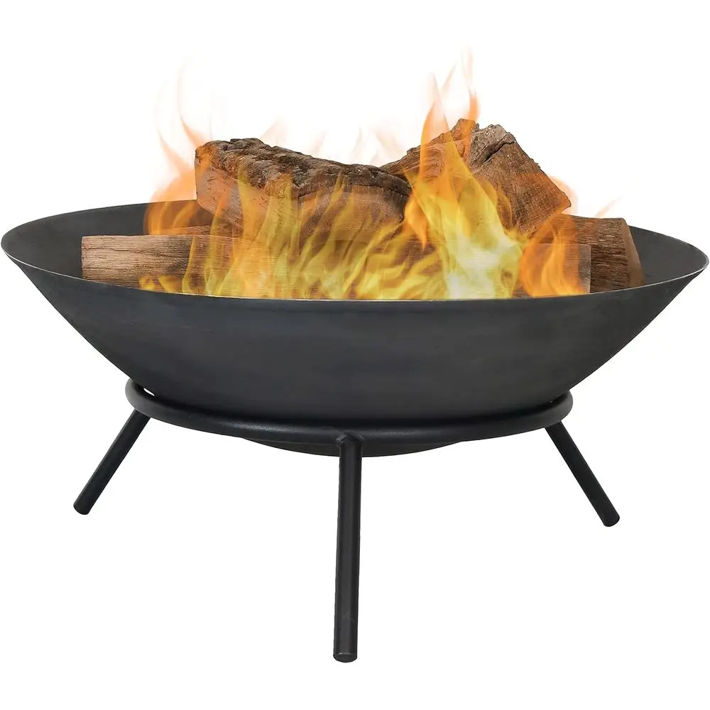 

22-Inch Cast Iron Wood-Burning ire Pit Bowl with Portable Stand - Black Steel inish