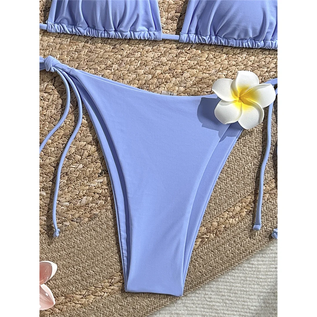 Neuer bedruckter Bikini mit Weste und Neckholder, Damen-Badeanzug, dreiteiliges Bikini-Set, gepolsterter Badeanzug, Badebekleidung, Schwimmanzug V8309 – Detail 20