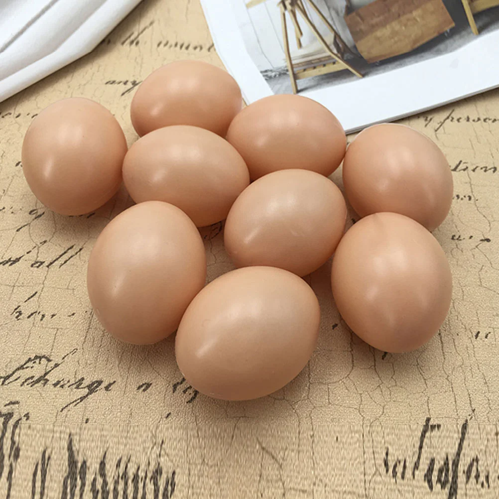 5 Pcs High Simulation Wooden Fake Eggs for Crafts Realistic Touch Safe Material Pretend Decor Easter Party Chicken Nest