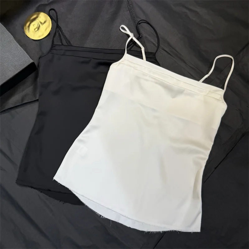 women's vest New summer 2026 pleated slim fit camisole sleeveless top High quality acetate fiber tanks top women's tight corset