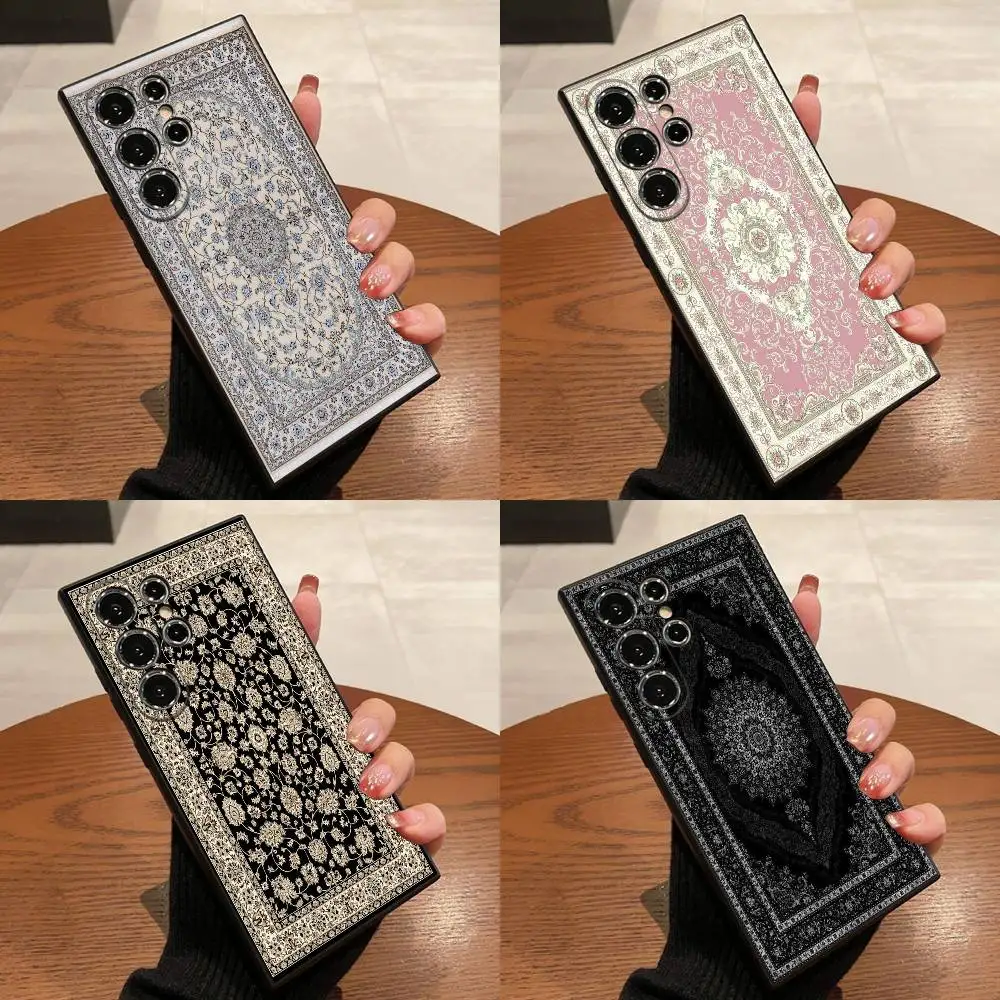 

Persian Carpet Floral Pattern Phone Case For Samsung S25,S24,S21,S22,S23,S30,Ultra,S20,Plus,Fe,Lite,5G Black Cover