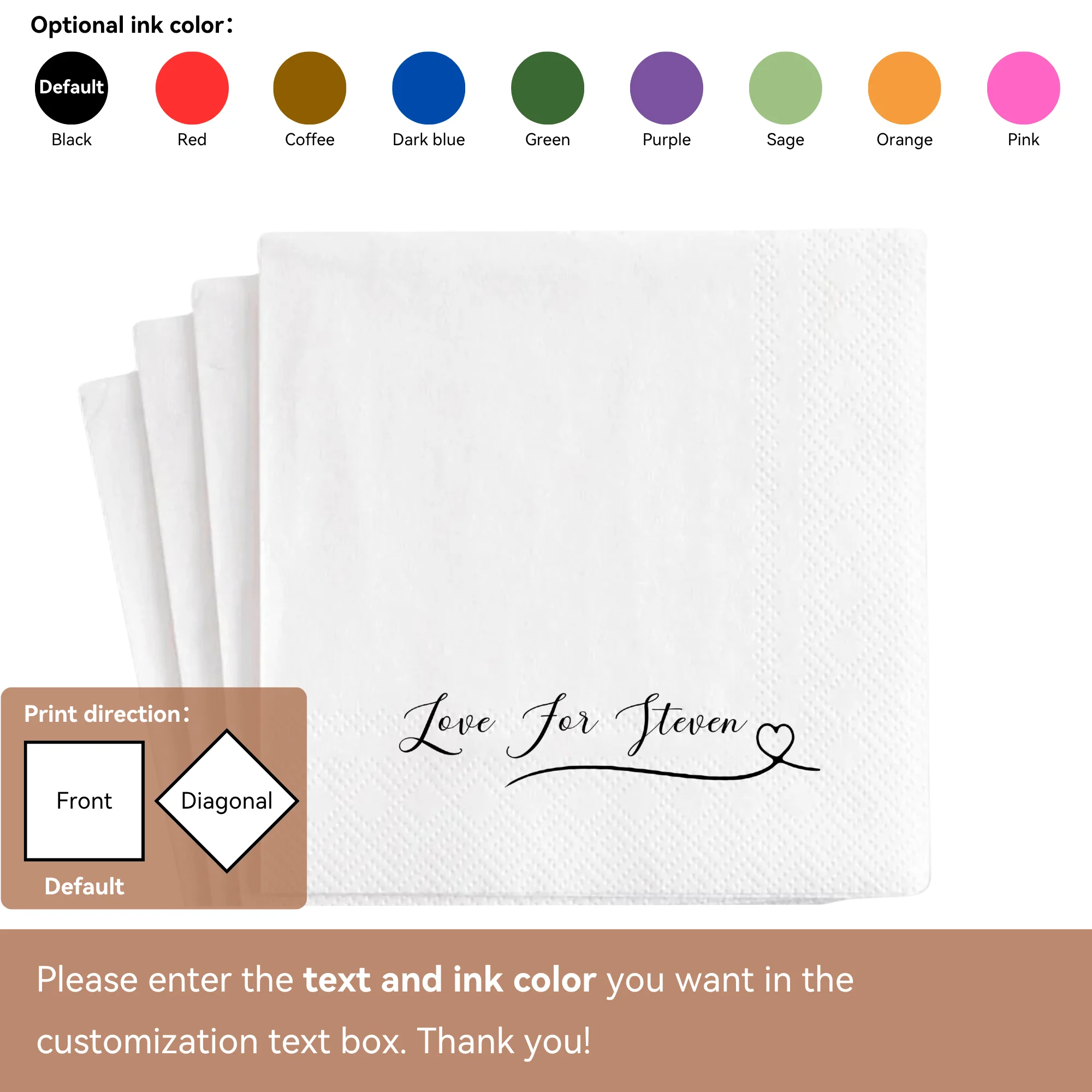 Personalisierte Hochzeits-Papierservietten, 20–500 Stück, individuelle Monogramm-bedruckte Servietten für Hochzeit, Cocktailparty, Jahrestag, Dekoration – Detail 13