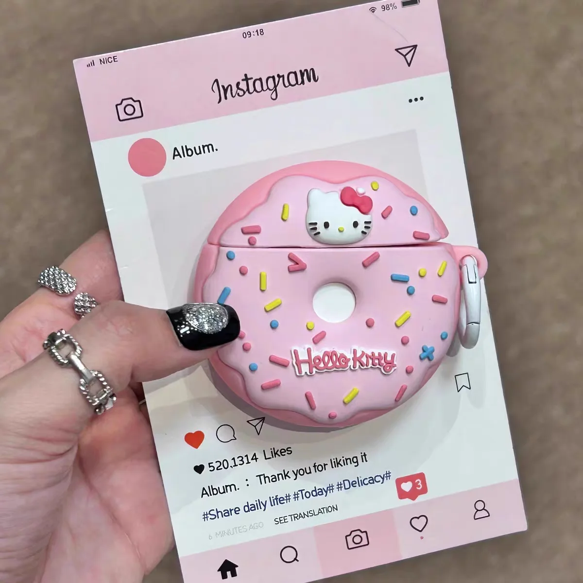 Capa de silicone macia para Airpods 4, Donut Cool Funny 3D Food Shaped, Caso à prova de choque com chaveiro, Novo, 2022