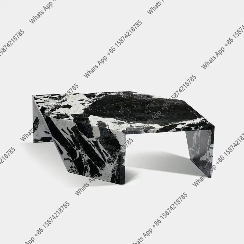 

Light luxury black large flat coffee table special-shaped creative living room designer high-end villa marble tea table