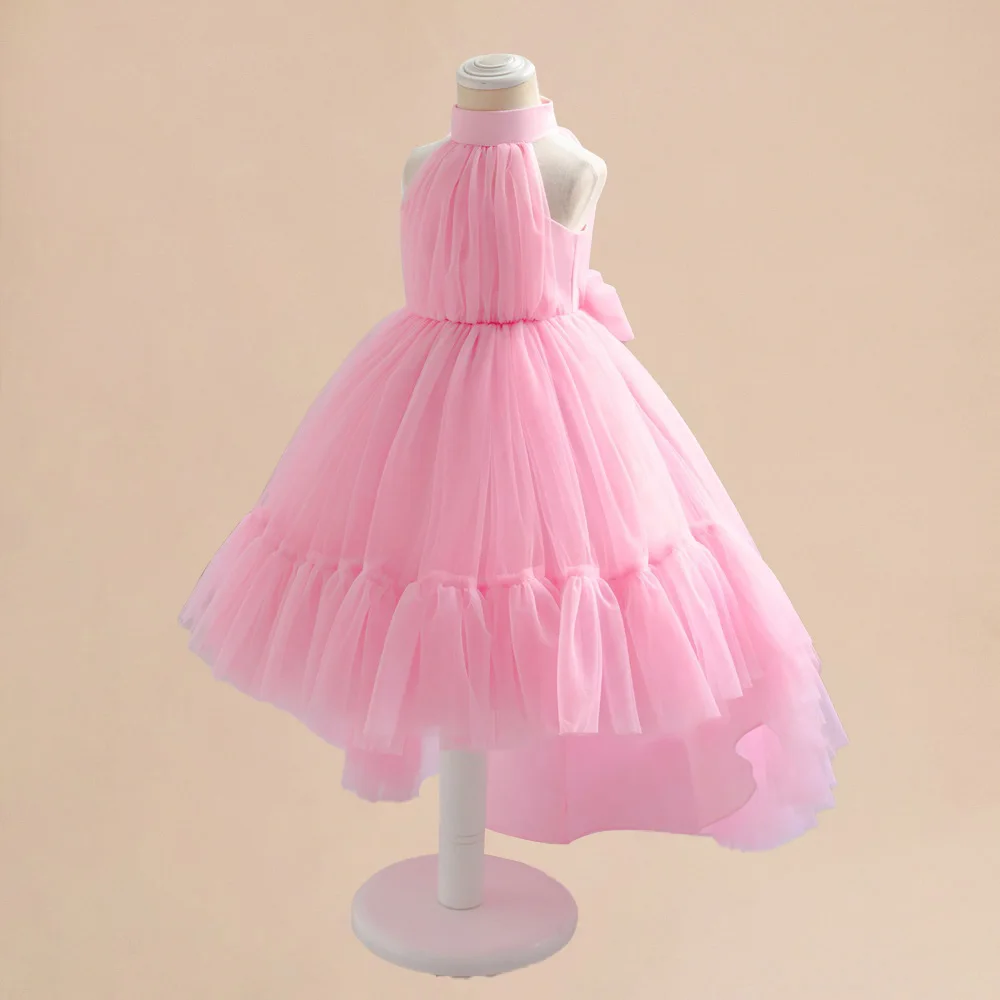 Baby Girl Trailing Tail Pink Dress Lace Dresses Kids Wedding Birthday Party For Girl Toddler Girls Summer Fashion Holiday Wear