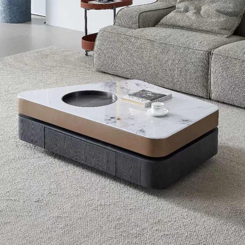 Italian minimalist irregular rotatable coffee table microcrystalline stone modern light luxury designer special-shaped