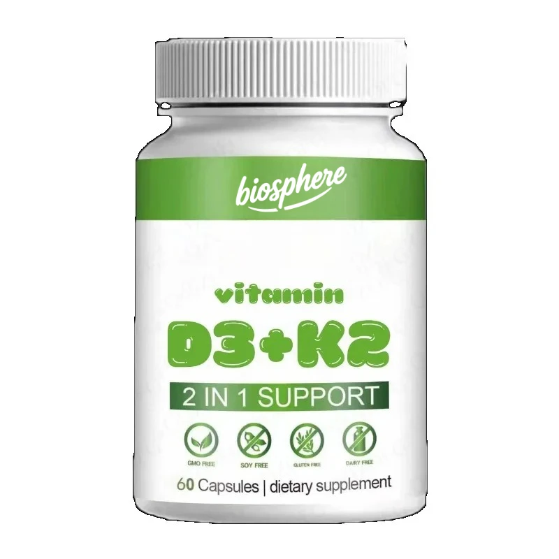 

Vitamin D3 5000 IU+K2 MK-7 100 micrograms, 60 capsules | 2-in-1 bone, immune health support | Easy to swallow, non GMO