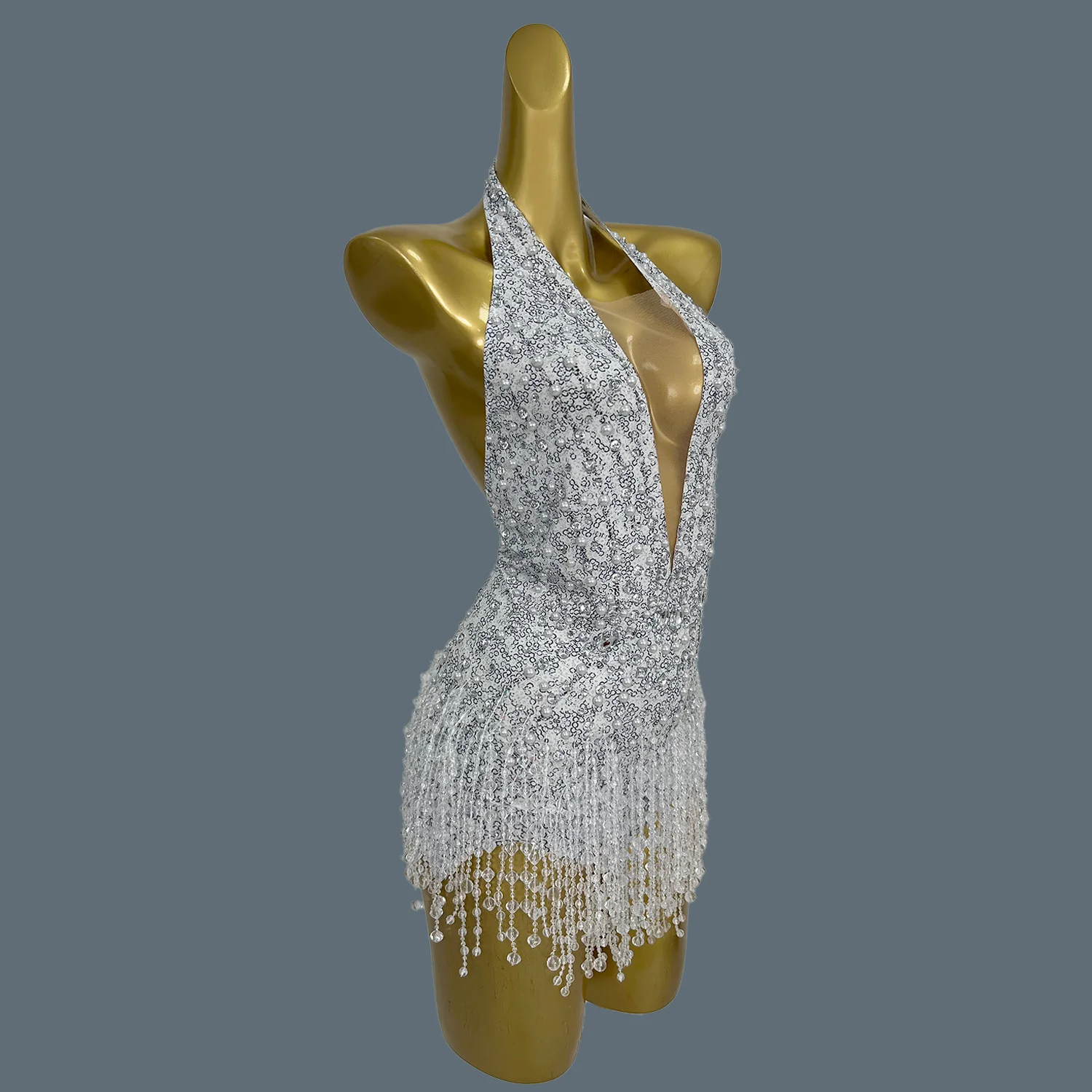 Women Sexy Backless Crystal Diamonds Beading Mini Rompers Luxury Evening Party Bar Nightclub Stage Performance Bodysuit