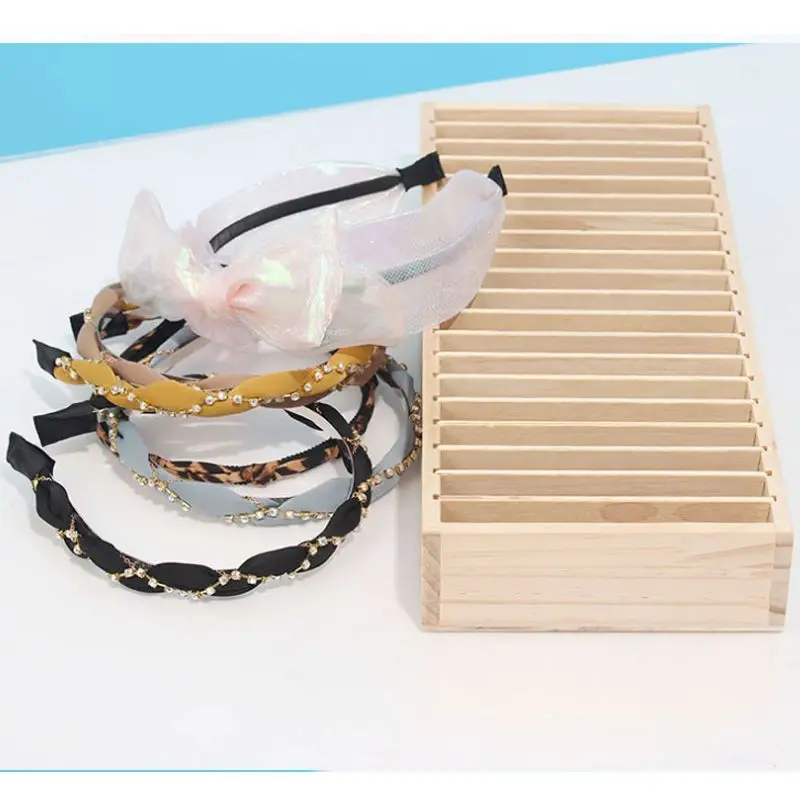 Headband Storage Holder Stand Organizer Hairband Display Box Acrylic Wood Rack Band Hoop For Women Girls