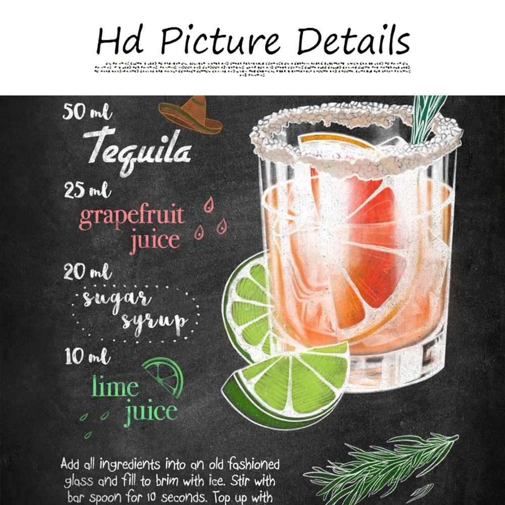 Retro Alcohol Drinks Poster Whiskey Sour Pale Negroni Porter Pictures Art Canvas Painting for Kitchen Restaurant Bar Wall Decor