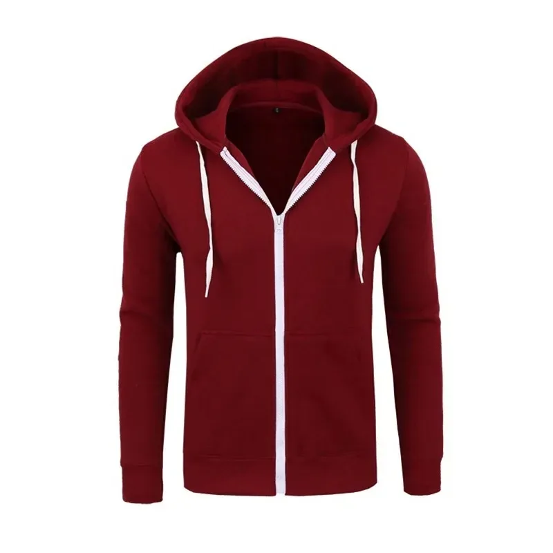 MRMT 2024 New Men\'s Casual Hoodie Zipper Hoodie Coat Fashion Trend Solid Color Cardigan Fitness Hoodie Comfortable