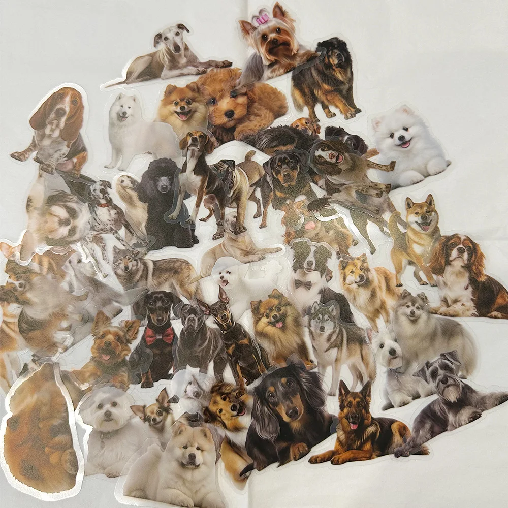 10/30/50pcs Cute Dog Stickers Funny Transparent Cartoon Animals Decals Decoration DIY Notebook Bike Phone Car Graffiti Toys Gift