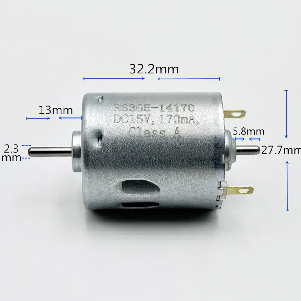 Double Shaft RS-365 Micro Carbon Brush DC Motor DC 6V~24V 2400-10300RPM High Speed Engine for Heat Gun Hair Drier Long Life