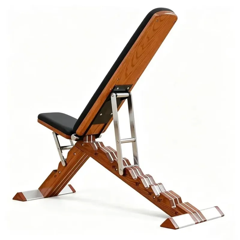 Multi-Angle Adjustable Red Oak Portable Stable Safety Fitness Stool Microfiber Leather EVA Weightlifting Training