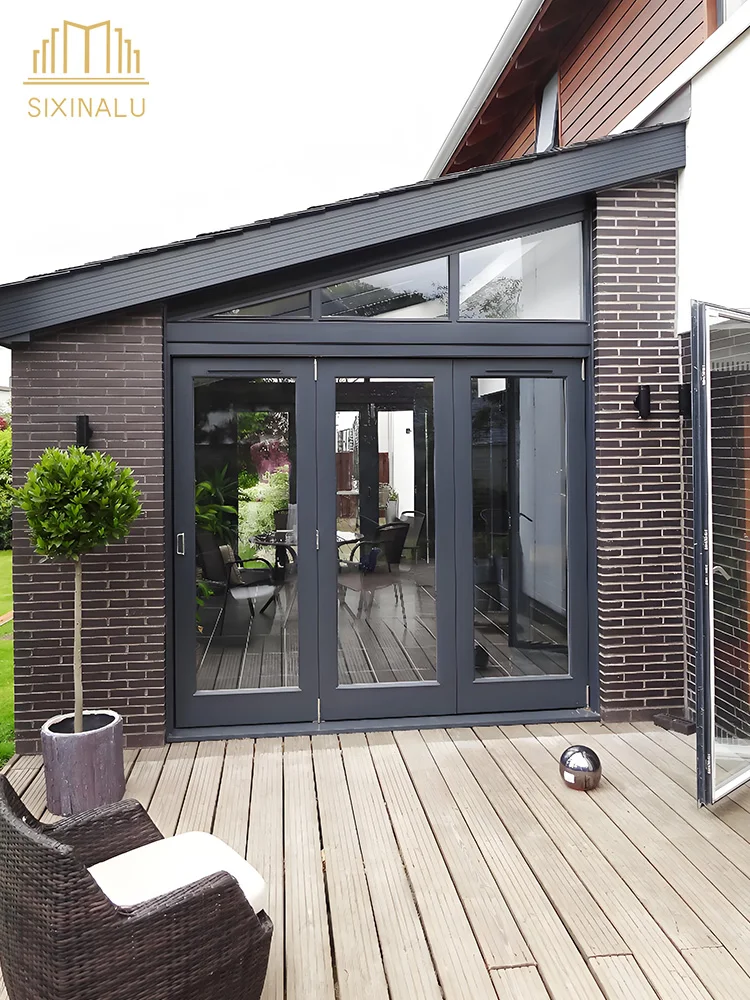 Sixinalu Folding Door Exterior Interior Accordion Entry Sliding Bi Fold Doors Aluminum Double Glaszed For Garden Home Custom