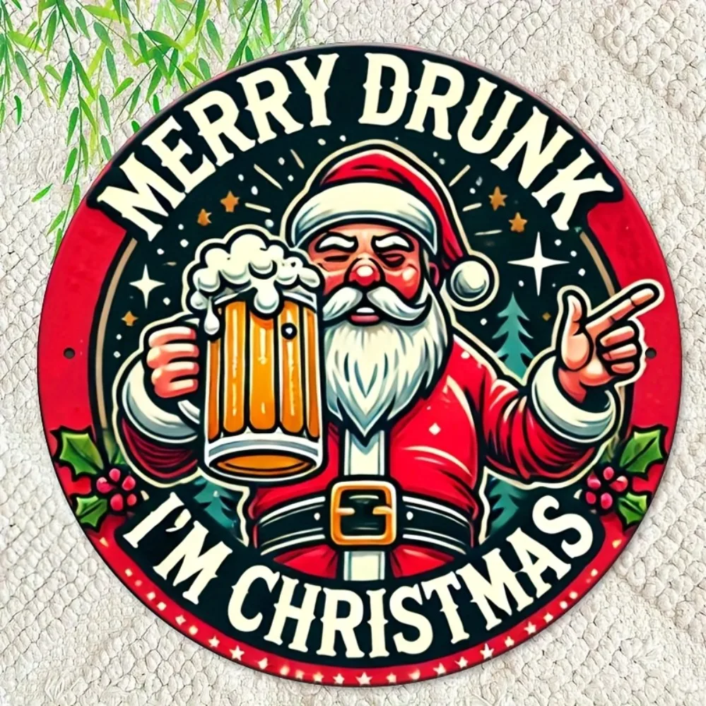 

Whimsical Drunk Santa Claus Iron Wall Art, Durable & Easy to Hang - For Bedroom, Kitchen, Bar Decor - Unique Gift Idea