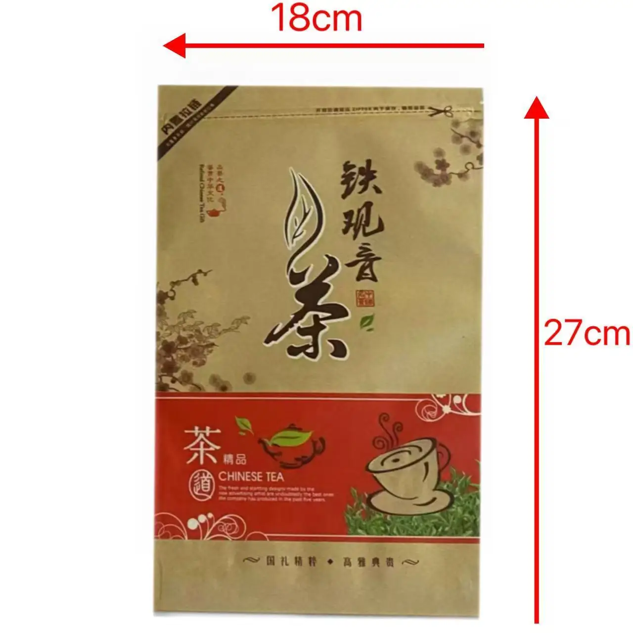 China Jinjunmei tea packing bag capacity 250g size 27cm*18cm Yunwu Tieguanyin Dahongpao jasmine Longjing white tea packaging bag