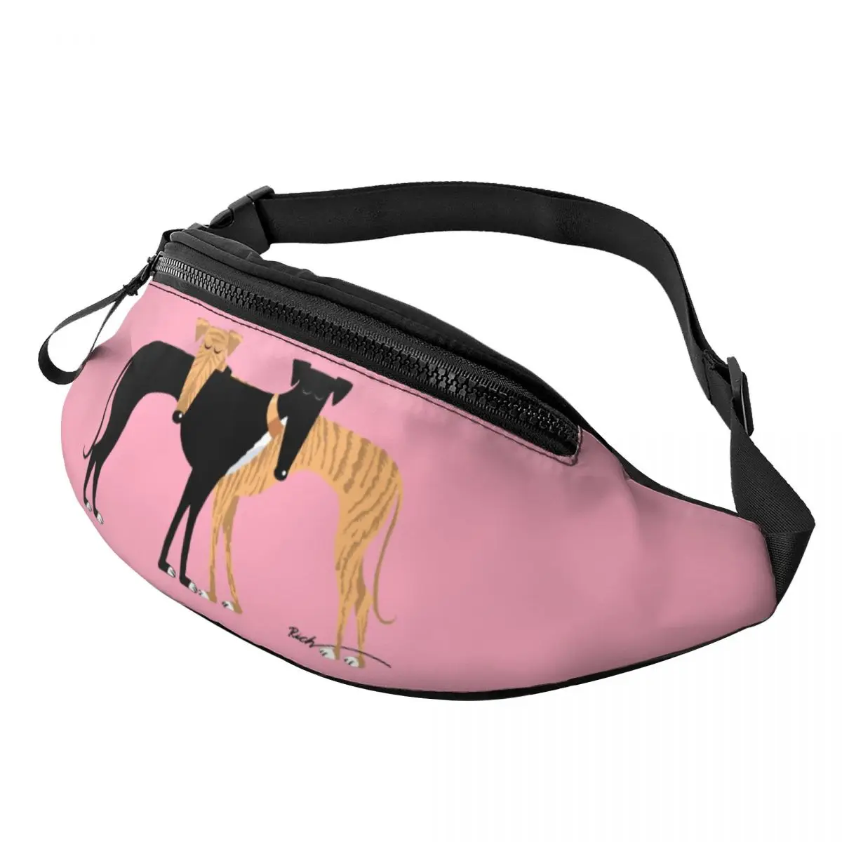 Custom Greyhound Dog Fanny Pack Men Women Fashion Head Rest Brindle Hound Crossbody Waist Bag for Running Phone Money Pouch