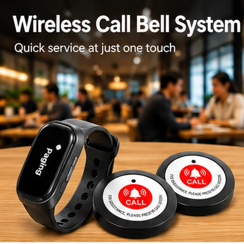 PANDAAR 860A Wireless Wristband Pager, Smart Calling System for Restaurant & Hospital Care, 48-72H Standby, Easy Setup