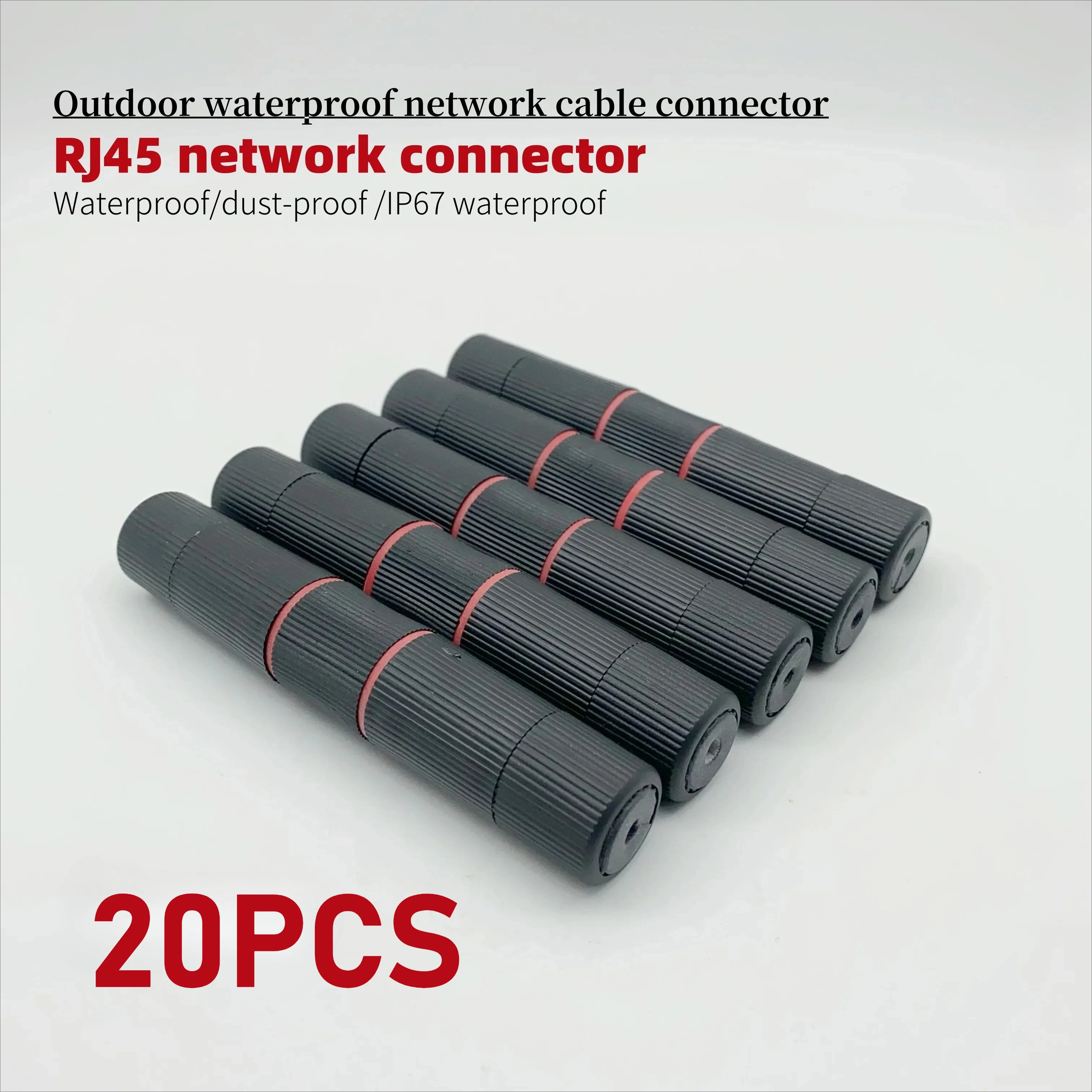 20PCS RJ45 Docking Connector Ethernet Network Straight-through Waterproof IP67 Header Outdoor Broadband Network Cable Extender
