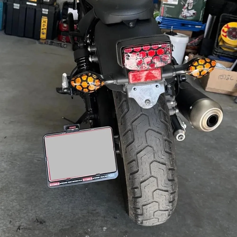 Motorcycle Side Mount LED License Plate Light For Yamaha XV1100 Virago XV535 535 Rear Registration Number Holder Bracket Lamp