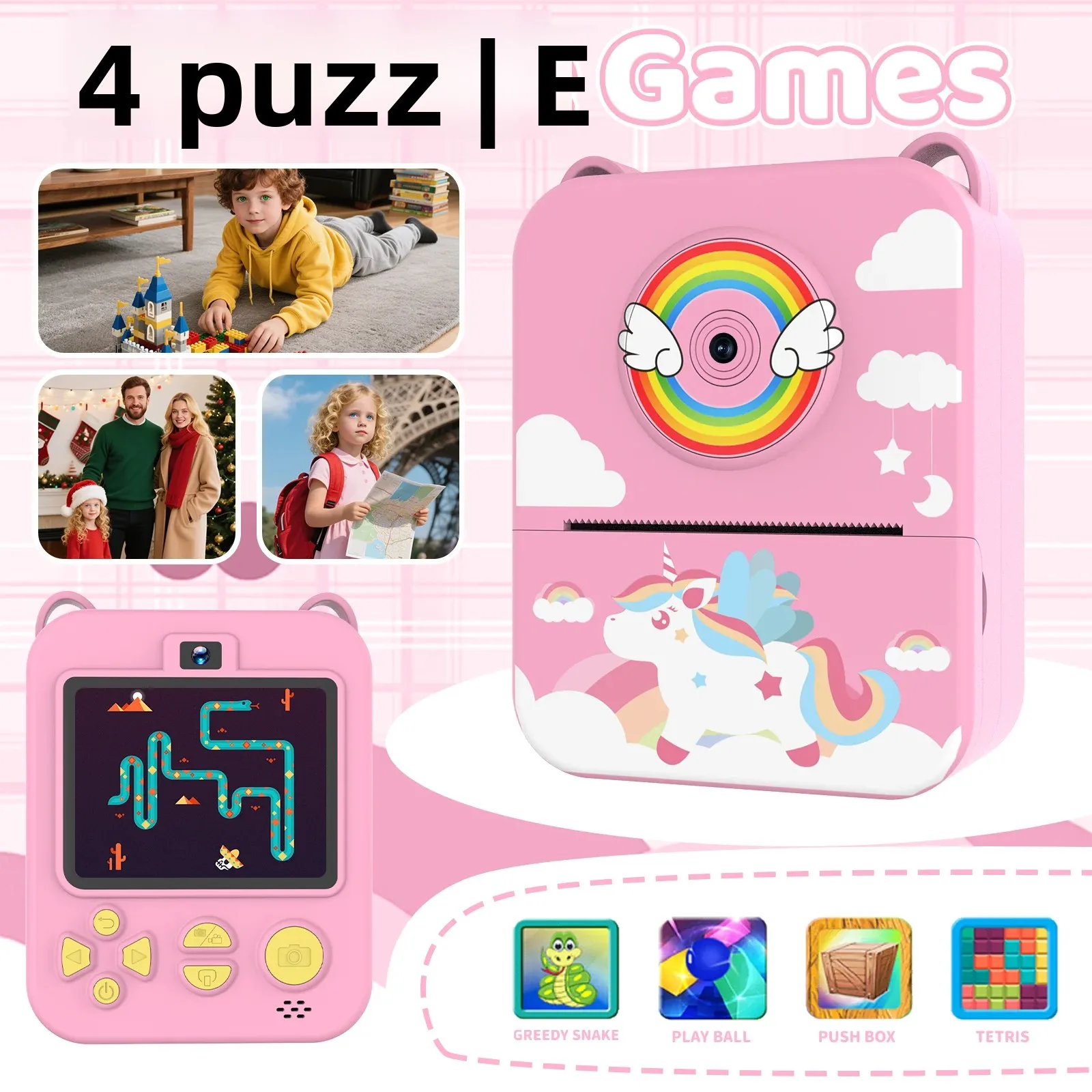 Digitale Instant Print-fotocamera voor kinderen, mini-thermische printer, videorecorder, educatieve digitale kindercamera