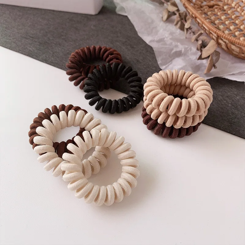 No Crease Spiral Hair Ties Traceless Coil Hair Bands Waterproof Phone Cord Elastics Scrunchies Bracelets Ponytail Holders