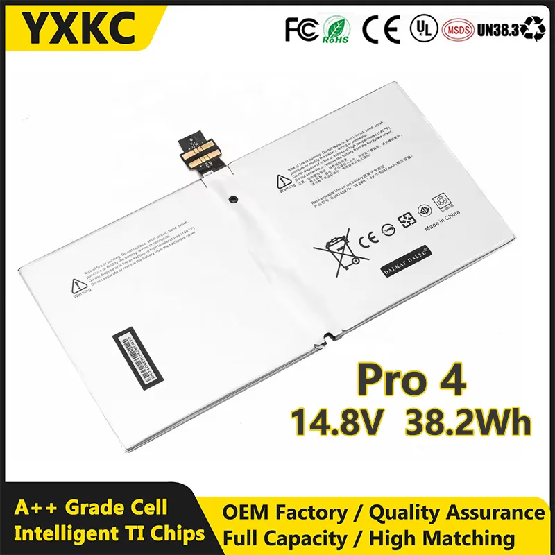 YXKC Replacement laptop batteries battery for Microsoft Surface Pro 4 Pro4 1724 G3HTA027H DYNR01 5087mAh laptop Battery