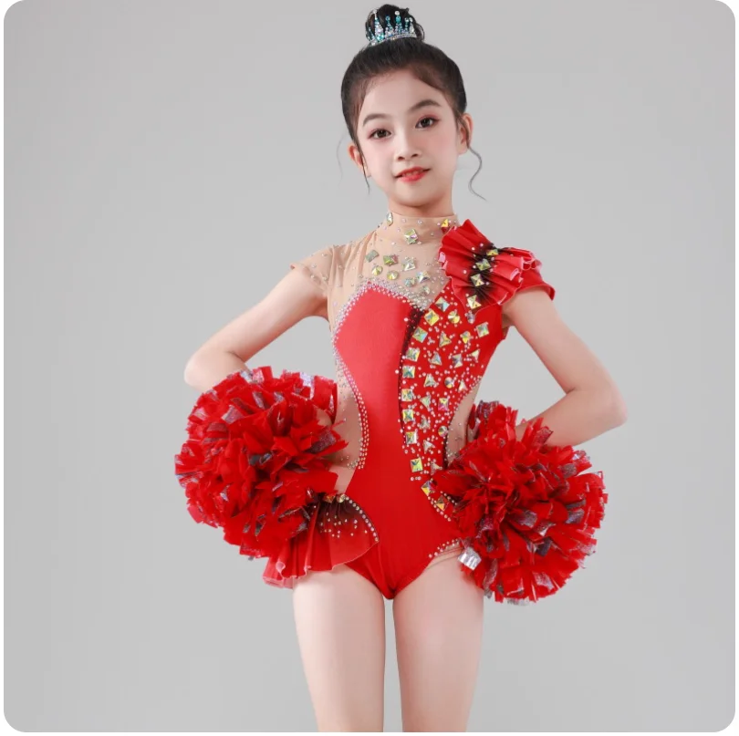 

Новое платье для художественной гимнастики для женщин, платье для соревнований по художественному экзамену и платье для соревнований по аэробике