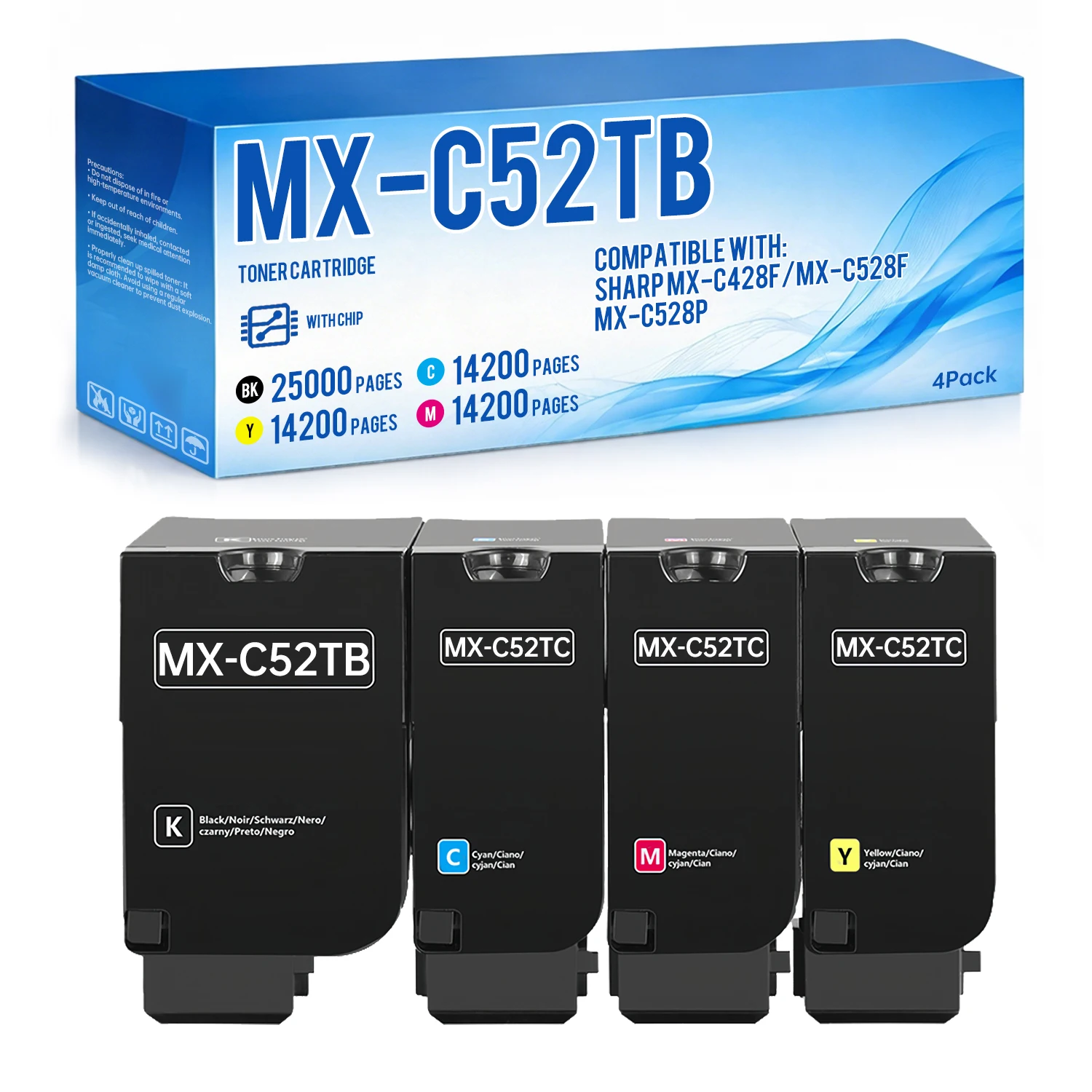 Compatible Sharp MX-C52TB Toner Cartridge for MX-C428F MX-C528F MX-C528P – Color Laser Printer