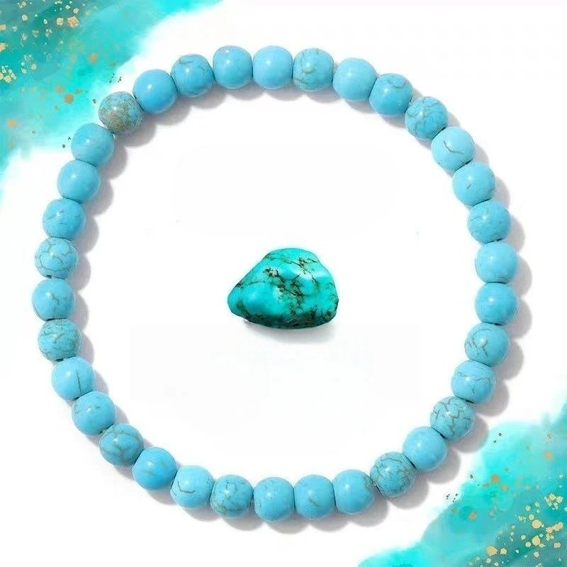 

Natural Turquoise Beaded Bracelet Niche Exquisite Holiday Commemorative Gifts for Family and Friends