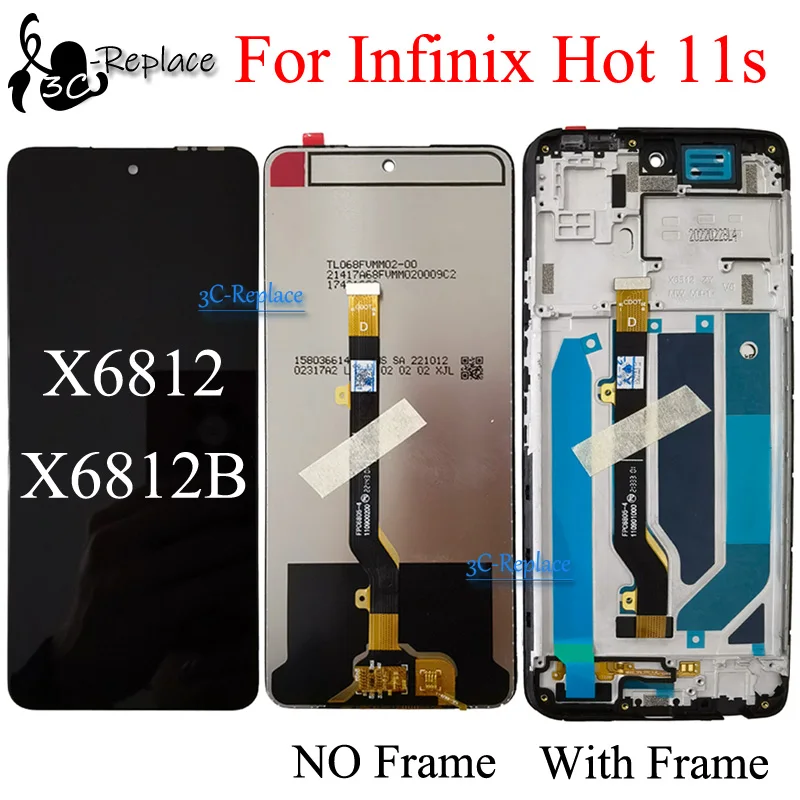Black 6.78inch For Infinix Hot 11s X6812 X6812B LCD Display Touch