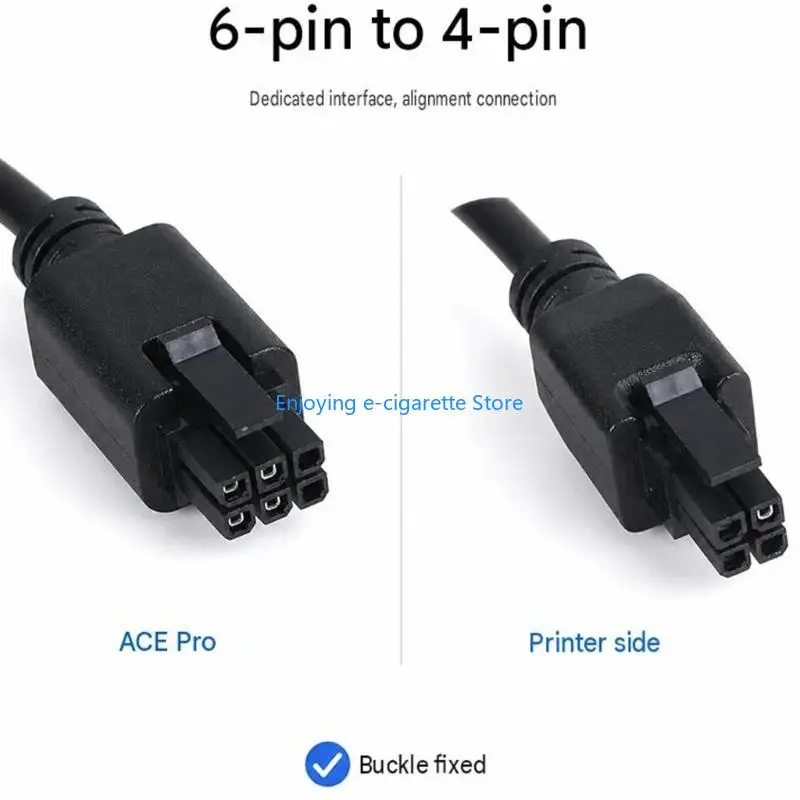 3D Printer Replacement Connection Cable 6Pin to 4pin for Multicolor Accessory, 150cm/59.05inch Black Cable with Molded Ends Y4QF
