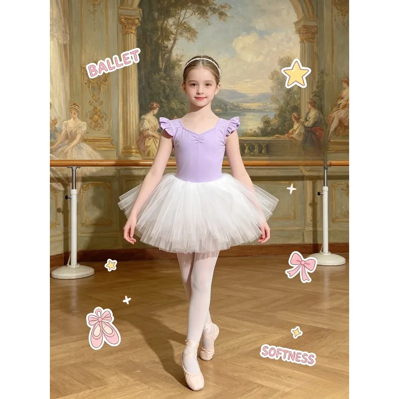 Ballet 2Pcs Split Tutu Set Sleeveless Pure  Soft Lightweight Summer Dance Outfit for Grade Exam Daily Training Stage Competition