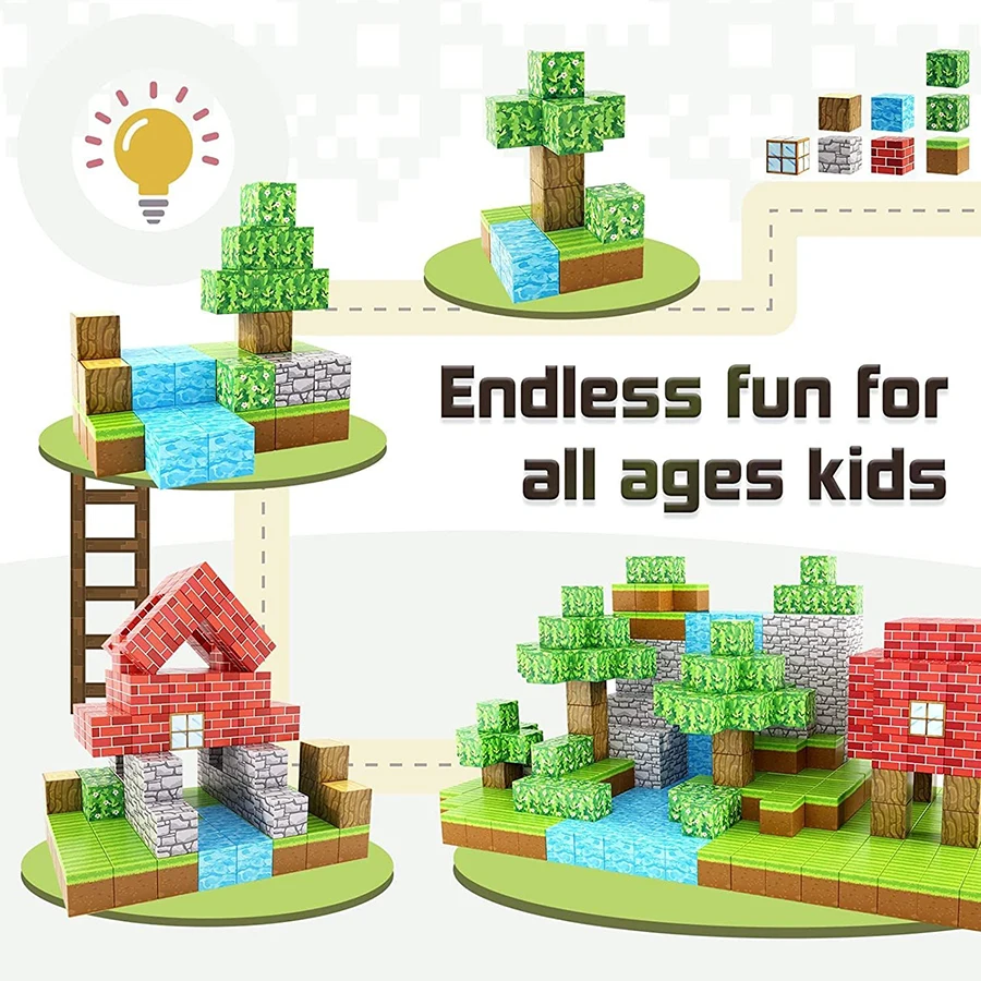 Magnetic Building Block Magnetic Blocks Mine World Set Edition Magnetic Cubes Construction Toys STEM Montessori Sensory Toys
