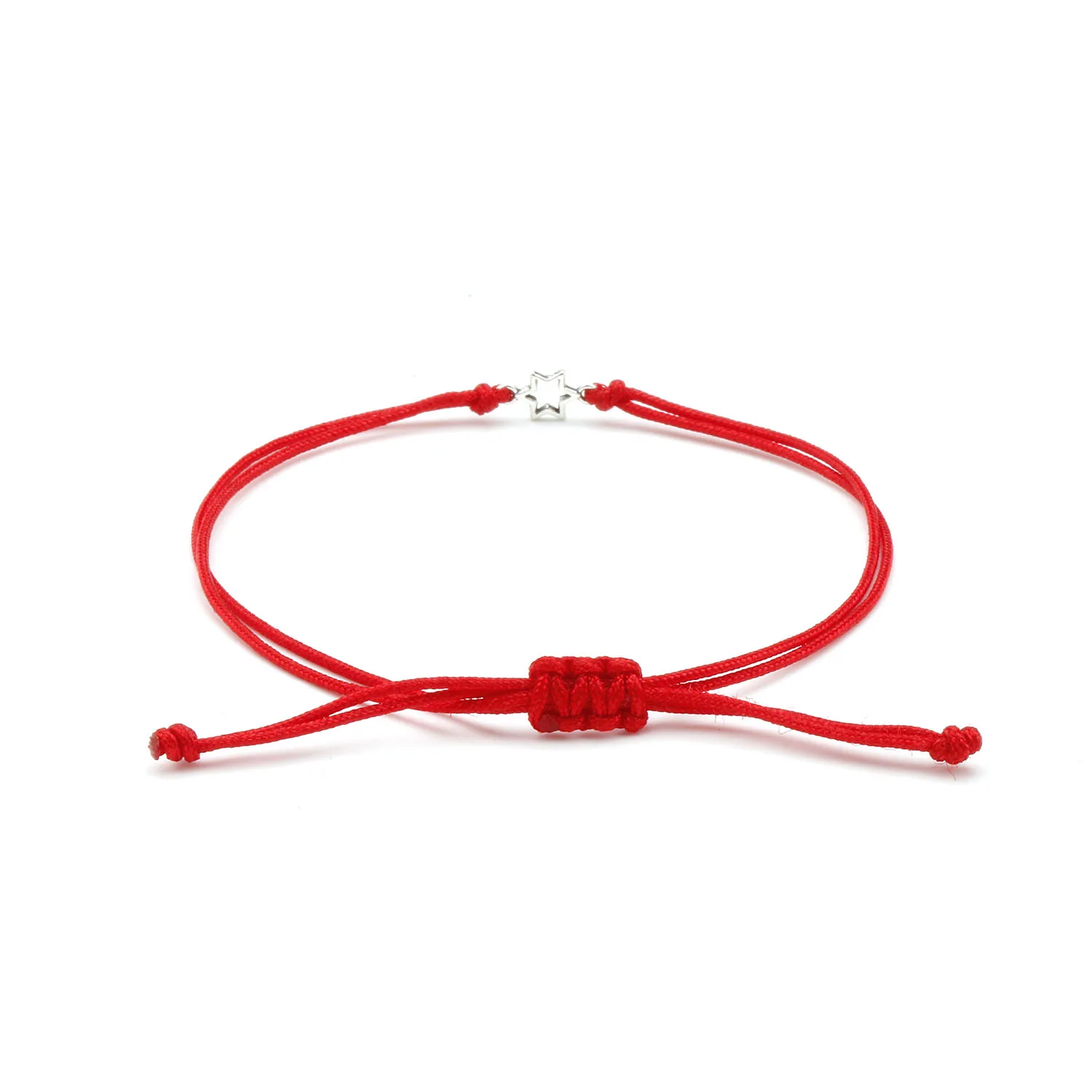 Mini Zinc Alloy Jewish Star Of David Lucky Charm Bracelet Women Six-pointed Star Red String Handmade Adjustable Jewelry Present