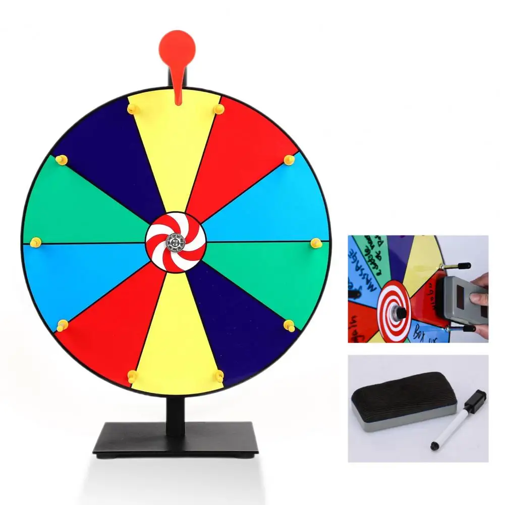 Wheel with Pointer 12 Inch with Stand for Carnivals Trade Shows Spinning Roulette Wheel with Dry Erase for Events