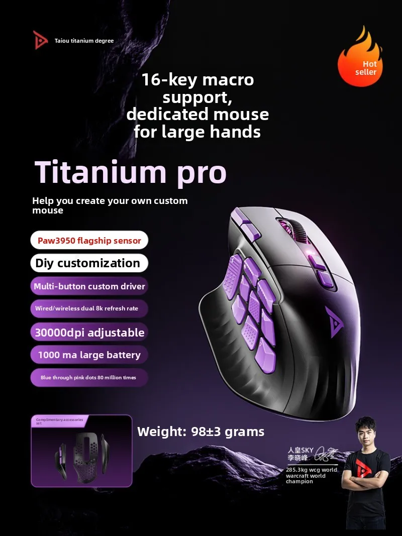 TAIDU TSG908 Pro Multi Side Key Mouse Macro Driver Custom Button Efficient Office Work Long Battery Life Game Office Mouse Gift