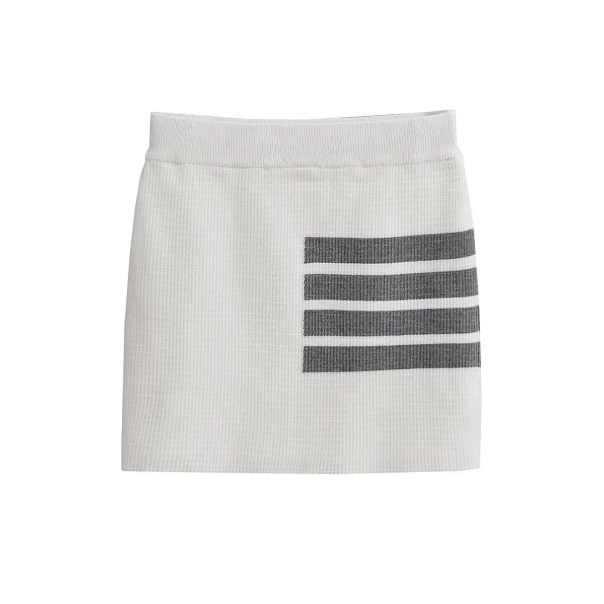 Frühling Sommer Abnehmen Hohe Taille Gestrickte Rock Gestreiften Akademischen Sle Bein Verlängerung ort Rock für Junge Frauen