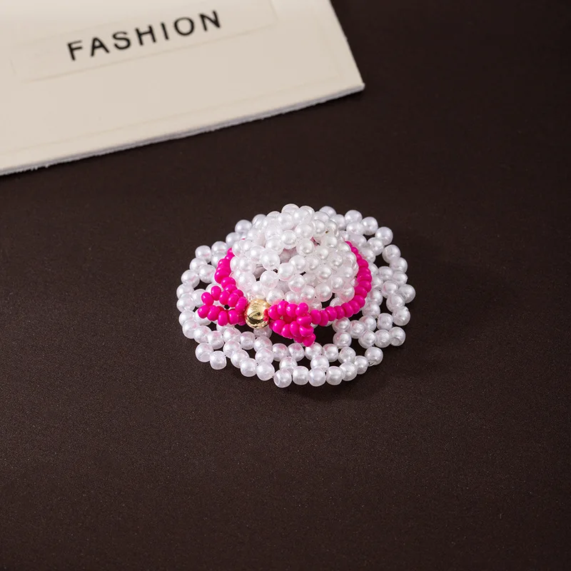 Beaded Color Block Bow Straw Hat Brooch for Women, Sweet Dopamine Color Brooch, Versatile Elegant Lapel Pin Wholesale