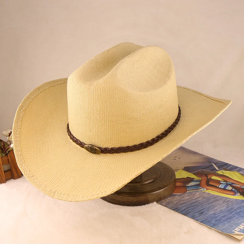 Woven Handmade Straw Top Hat Knight Cowboy Hat Western British Jazz Hat