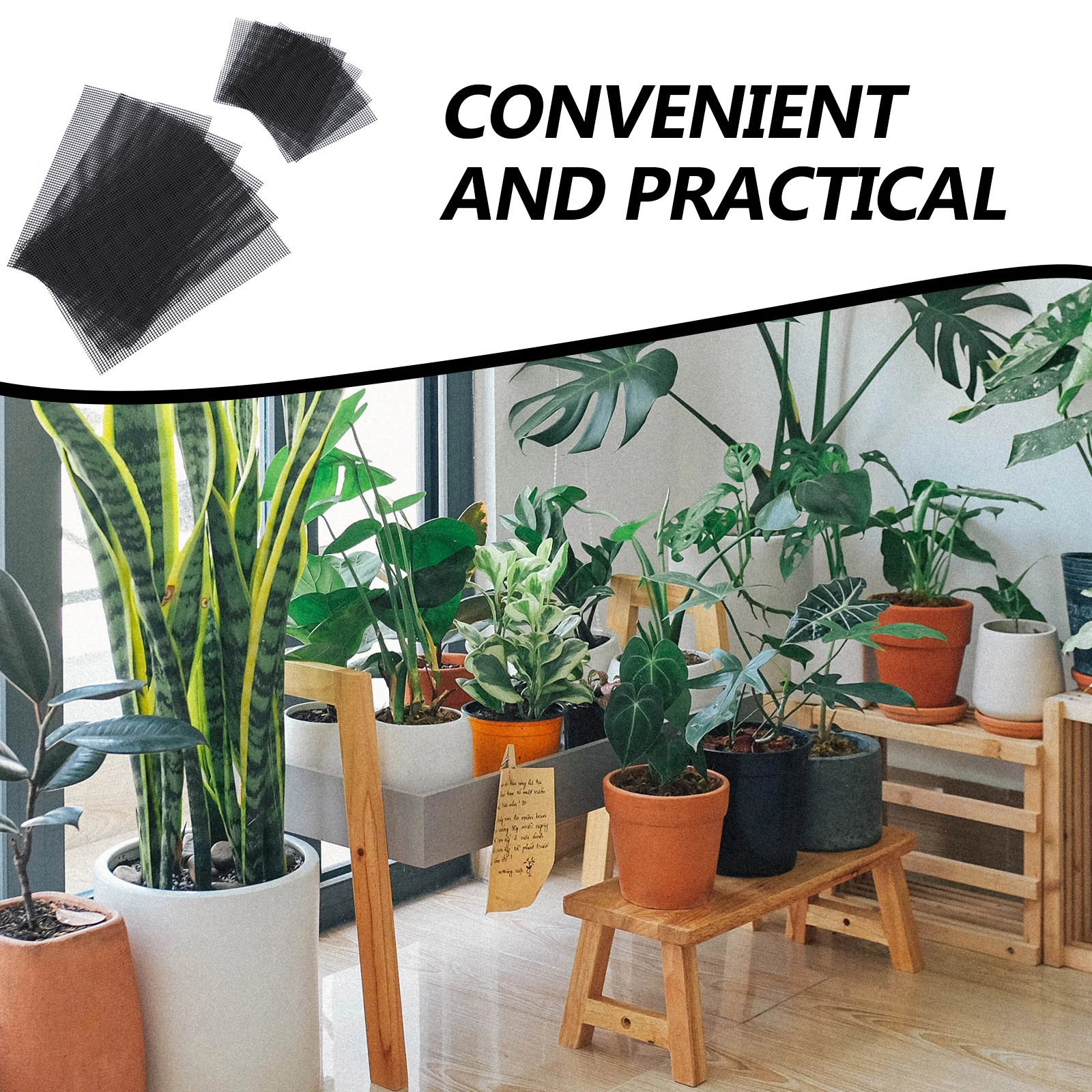 

10 Pcs Flowerpot Bottom Mesh Pad Durable PE Material Prevent Soil Loss Improve Drainage Bonsai Pot Grid Mats Gardening Accessory