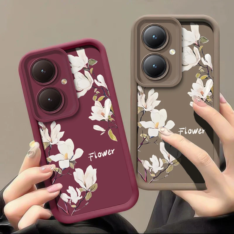 Flowers Plant Case For Vivo Y31 Y30 Y30i Y28 Y27S Y22S Y22 Y21 Y21A Y21T Y21S Y20 Y33S Y33T Shockproof Soft Silicone Phone Cover