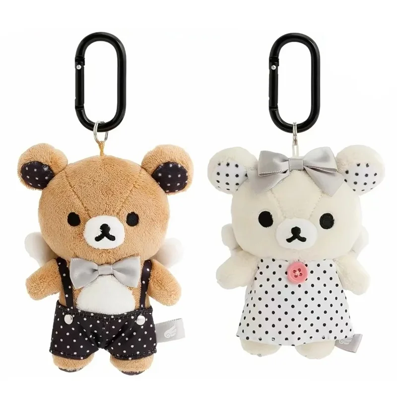Rilakkuma Korilakkuma Plush Keychain Polka Dot Angel Bear Cute Kawaii Bag Keychains Hanging Keyring Charms Girls Toys Gift