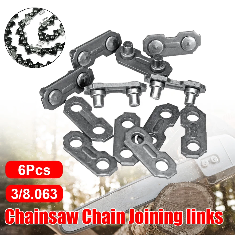 6 Pairs Professional Saw Chain Lock Joining Links Chainsaw Chain Joiner Link For 3/8 .063 Links Chains Garden Tool Accessories