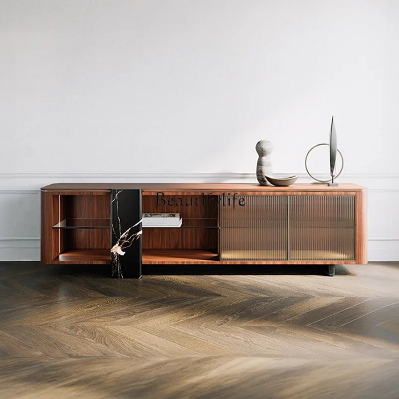 

LXИтальянский светлый роскошный минималистичный обеденный боковой шкаф из цельного дерева, настенный напольный шкаф для гостиной, высококачественныйSSS